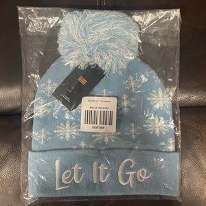 Disney Frozen Snowflake Blue Pom Beanie Let it Go